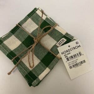 HEATHER TAYLOR HOME HTH SET OF 4 COASTERS HUNTER GINGHAM GREEN NWT